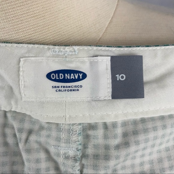 Old Navy Khaki Gingham Shorts Green and White checkered Sz 10 - Picture 4 of 4